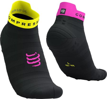 Skarpetki Kompresyjne Compressport Pro Racing Socks V4.0 Ultralight Run Low Czarny-Żółty-Różowy