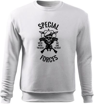 DRAGOWA męska bluza special forces, biały 320g/m2 - Rozmiar:L