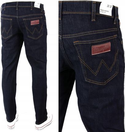 Wrangler Texas Slim Jeans Proste Ciemne W32 L32