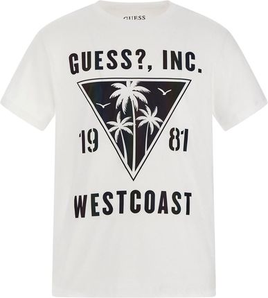 Męska Koszulka z krótkim rękawem Guess SS Bsc Iridescent Palms Tee M4Gi47K9Rm1-G011 – Biały