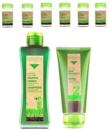Biokera Natura Oily Hair Set szampon 300ml + odżywka 200ml + ampułki 6x10ml do przetłuszczającej się skóry głowy