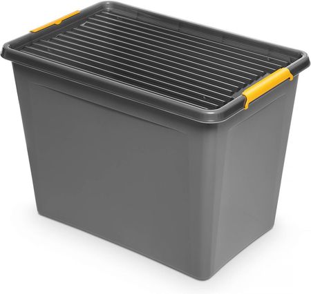 Pojemnik Plastikowy Pudełko Zamykane Z Pokrywką Pudło Box Do Przechowywania Szary 80L