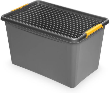Pojemnik Plastikowy Pudełko Zamykane Z Pokrywką Pudło Box Do Przechowywania Szary 60L