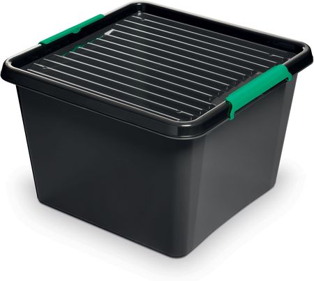 Pojemnik Plastikowy Pudełko Zamykane Z Pokrywką Pudło Eco Box Do Przechowywania Czarny 32L
