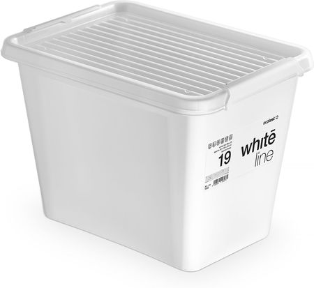 Pojemnik Plastikowy Pudełko Z Pokrywką Pudło Box Do Przechowywania Na Akcesoria Biały 19 L