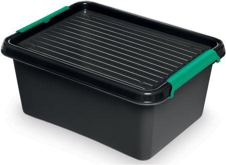 Pojemnik Plastikowy Pudełko Zamykane Z Pokrywką Pudło Eco Box Do Przechowywania Czarny 12,5L