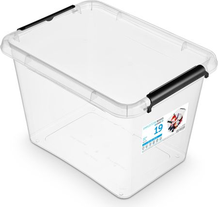 Pojemnik Plastikowy Pudełko Z Pokrywką Do Przechowywania Pudło Box Na Akcesoria Przezroczysty 19L