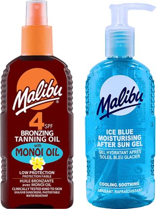 Malibu SPF4 Olejek Brązujący W Sprayu Z Monoi + Ice Blue Żel Po Opalaniu 200ml