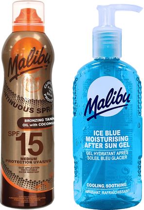 Malibu Oil SPF15 Olejek Z kokosem 175ml + Ice Blue Żel Po Opalaniu 200ml