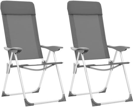 Zakito Krzesła Kempingowe Aluminiowe Składane Szare 57