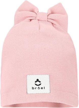 BROEL WIOLA czapka prążkowana z kokardą różowa rozmiar: 50-52