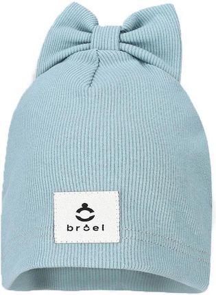 BROEL WIOLA czapka prążkowana z kokardą niebieska rozmiar: 52-54