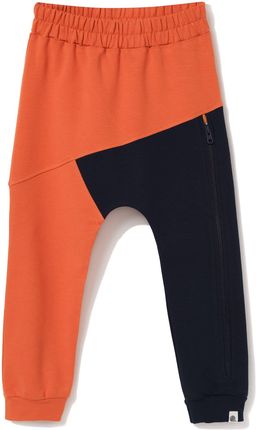 Spodnie dresowe pomarańczowo-granatowe z ozdobnym suwakiem