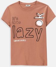 T-shirt z krótkim rękawem beżowy z pozytywnym napisem