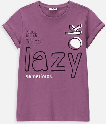 T-shirt z krótkim rękawem fioletowy z pozytywnym napisem