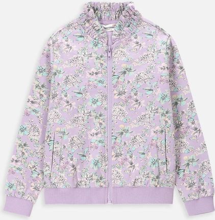 Bluza rozpinana fioletowa z kieszeniami i kwiatowym printem