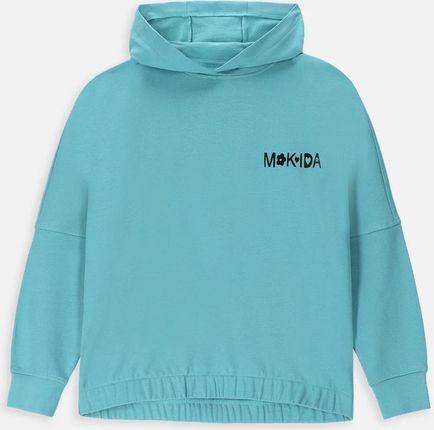 Bluza dresowa z kapturem miętowa z logo Mokida