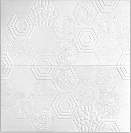 Samoprzylepna Piankowa Tapeta Ścienna 3D Naklejka Heksagon Biel Biały 70x70