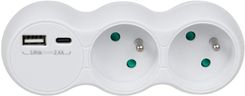 Maclean Gniazdko Prądowe Rozgałęźnik Z 2 Gniazdami 2X Usb A/C Cen84289