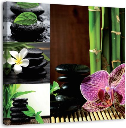 Feeby Obraz Na Płótnie Kolaż Zen Orchidea Bambus Kamienie 30X30