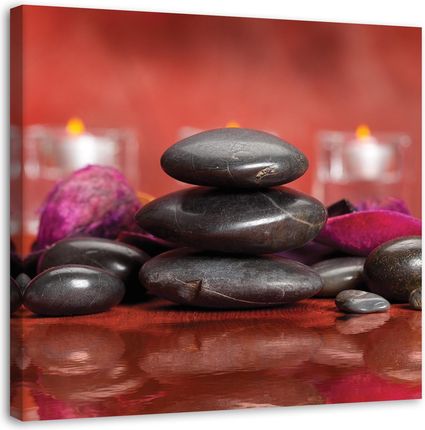Feeby Obraz Na Płótnie Czarne Kamienie Zen Na Czerwonym Tle 60X60