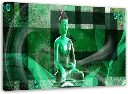 Feeby Obraz Na Płótnie Budda Na Geometrycznym Tle Zielony 90X60