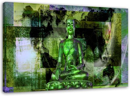 Feeby Obraz Na Płótnie Budda I Abstrakcyjne Tło Zielony 120X80