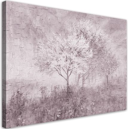 Feeby Obraz Na Płótnie Kwitnące Drzewo Na Łące Stare Czarno Białe 60X40