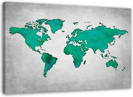 Feeby Obraz Na Płótnie Zielona Mapa Świata Na Betonie 100X70