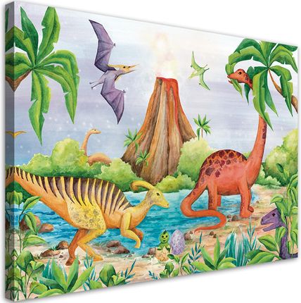 Feeby Obraz Na Płótnie Dinozaury Nad Jeziorem 60X40