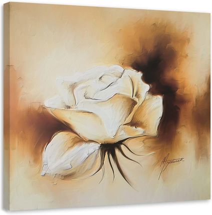 Feeby Obraz Na Płótnie Jak Ręcznie Malowana Biała Róża 40X40