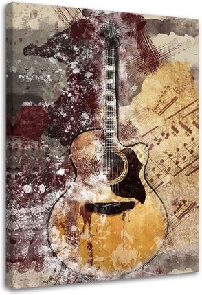 Feeby Obraz Na Płótnie Pastelowa Gitara Retro 80X120