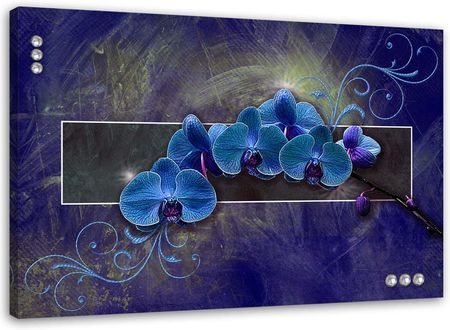 Feeby Obraz Na Płótnie Orchidea Kwiaty Abstrakcja Niebieski 100X70