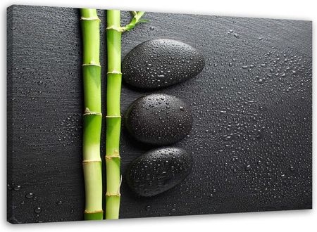 Feeby Obraz Na Płótnie Bambus I Kamienie Zen Na Czarnym Tle 60X40