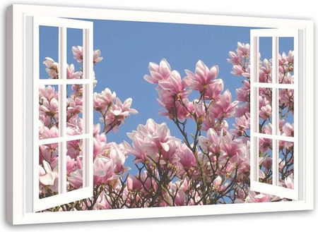 Feeby Obraz Na Płótnie Kwitnąca Magnolia Za Oknem 90X60