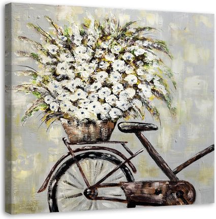 Feeby Obraz Na Płótnie Bukiet Kwiatów I Rower 60X60