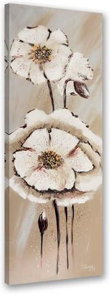 Feeby Obraz Na Płótnie Białe Malowane Kwiaty 40X120