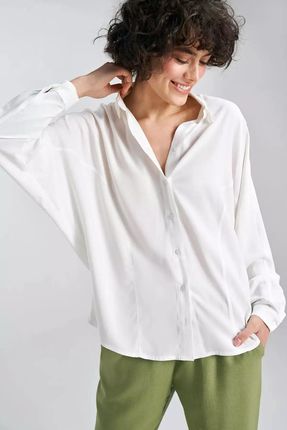 Bluzka oversize damska z wiskozy (Ecru, L/XL)