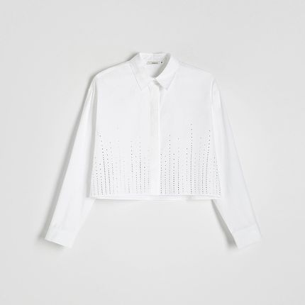 Reserved - Koszula z ozdobnymi kryształkami - Biały