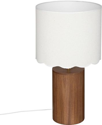 Atmosphera Lampa Stołowa Z Białym Abażurem Vania Drewniana Podstawa Ø28cm (200019)