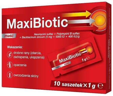 Maxibiotic 5Mg+5000J.M.+400J.M Maść 10 Sasz