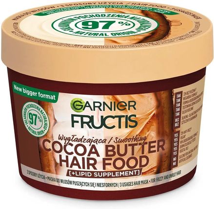 Garnier Fructis Cocoa Butter Hair Food Wygładzająca Maska Do Włosów Puszących Się I Niesfornych 400 ml
