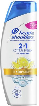 Head & Shoulders Citrus Fresh 2In1 Przeciwłupieżowy Szampon Z Odżywką Do Włosów Przetłuszczających Się 400 ml