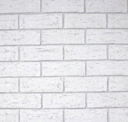 Marburg Tapeta Biała Szara Cegła Kamień 3D Mur Wypukła