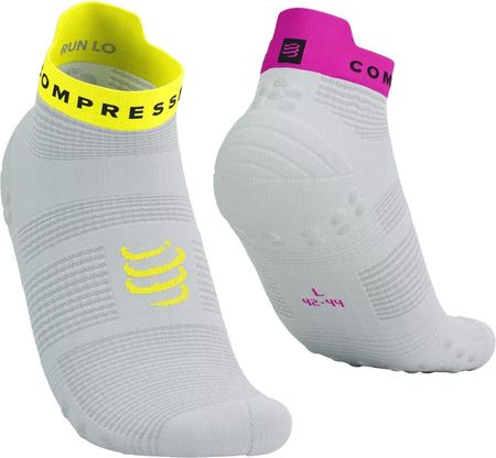 Skarpetki Kompresyjne Compressport Pro Racing Socks V4.0 Run Low Biały-Żółty-Różowy