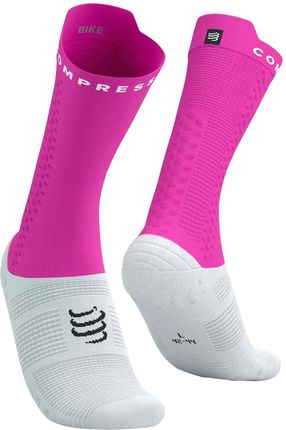 Skarpetki Kompresyjne Compressport Pro Racing Socks V4.0 Bike Biały-Różowy