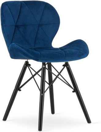 Krzesło Lago Aksamit Granatowe Nogi Czarne X4