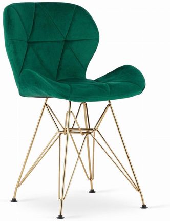 Krzesło Nest Aksamit Zielony Nogi Złote X4