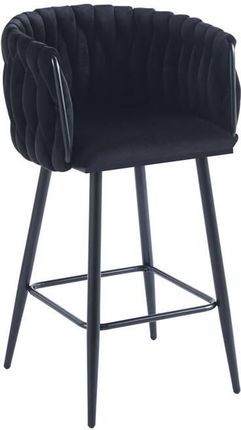 Aropos1 Welurowe Krzesło Barowe Loft Rosa 3 Czarna Plecionka Czarny Stelaż
