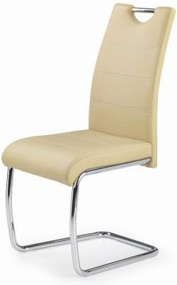 Halmar K211 Krzesło Beżowy Nowoczesne Na Płozach Eco Skóra Przeszycia Chrom